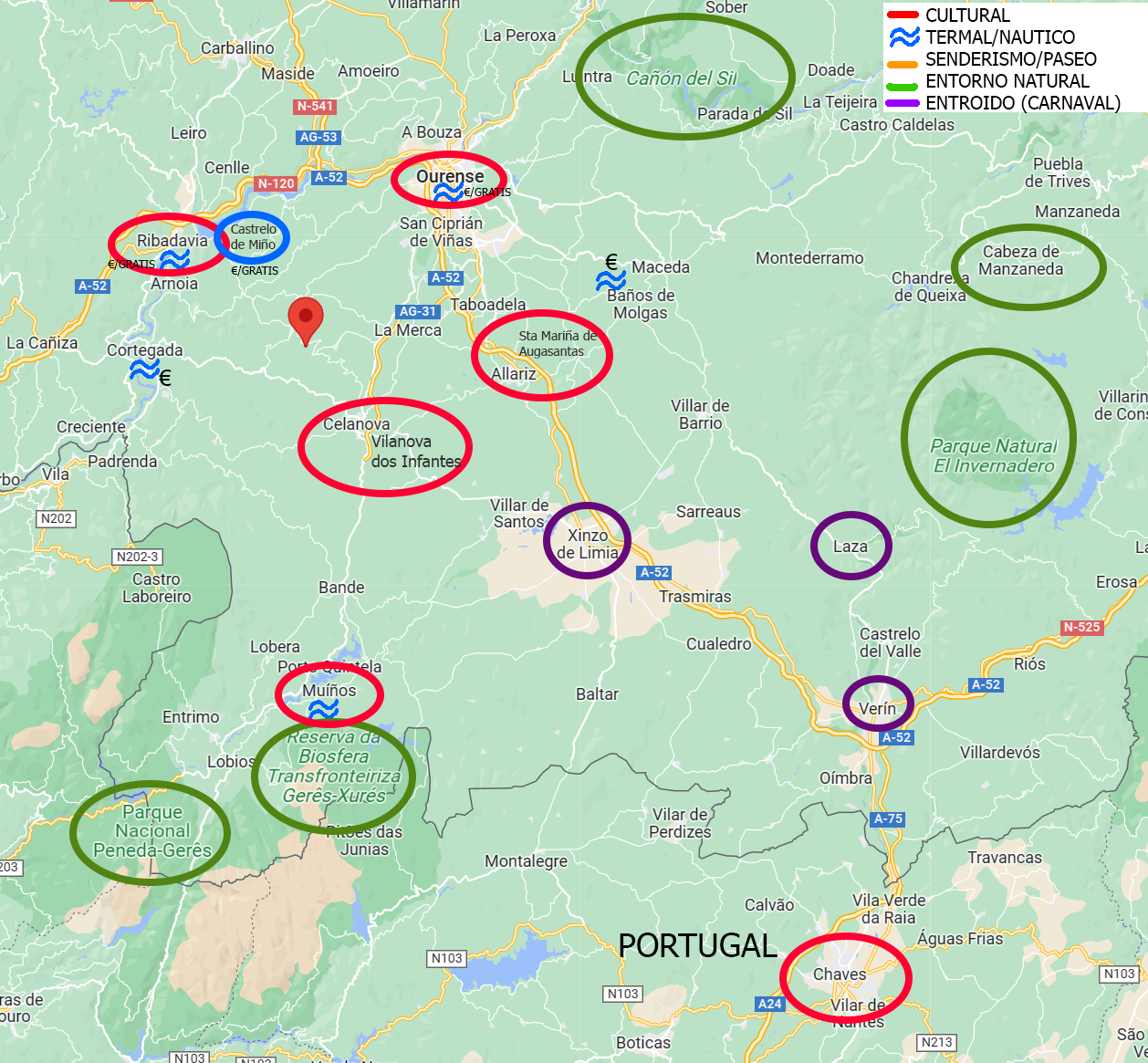 Mapa Turismo Sur de Galicia